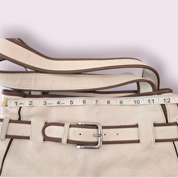 Cole Haan Leather Tote Bag Cream & Tan Trim - Picture 5 of 10